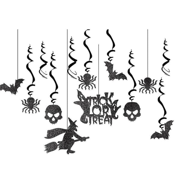 42 Pcs Halloween Decorations Spiral Bat Witch Spooky Hanging Party Decor