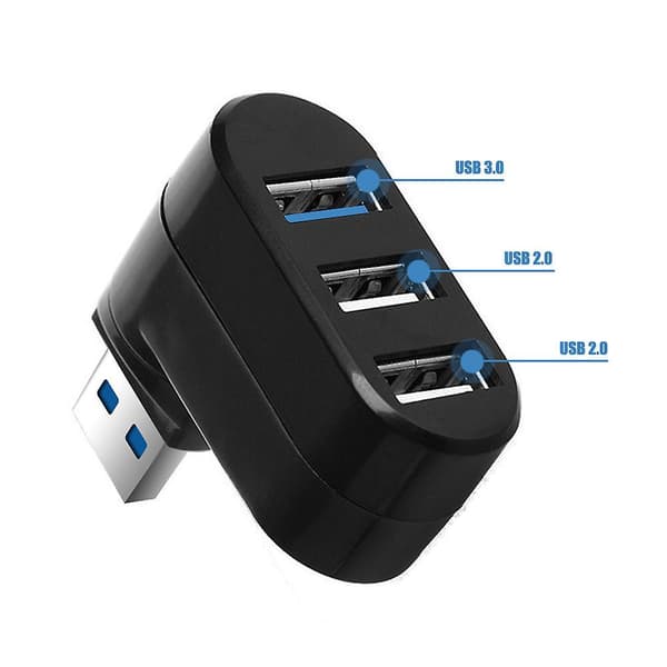 Mini 3 Port USB 3.0 Hub Høyhastighets Dataoverføring Breakout Box Adapter For PC Laptop USB Hub White
