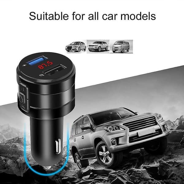 Bluetooth Bil FM-sender Dobbel USB-laderkontakt Aux-adapter Håndfri Hurtiglading
