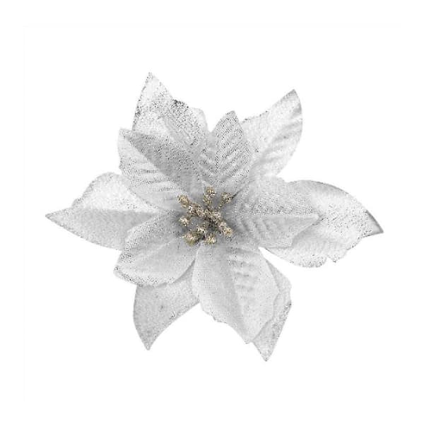 10 stk. Glitter Kunstige Blomster Træ Ornament Til Jul