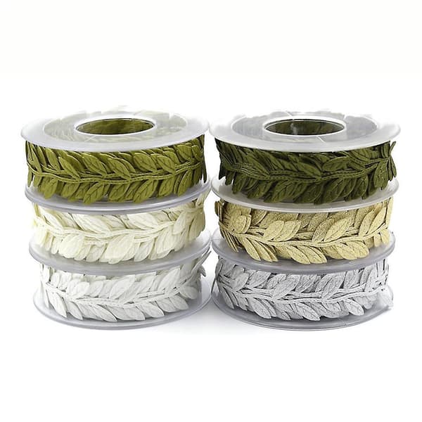 15m Leaves Ribbon Scrapbook Diy New Year Christmas Crafts Gift Wrapping Decor Beige