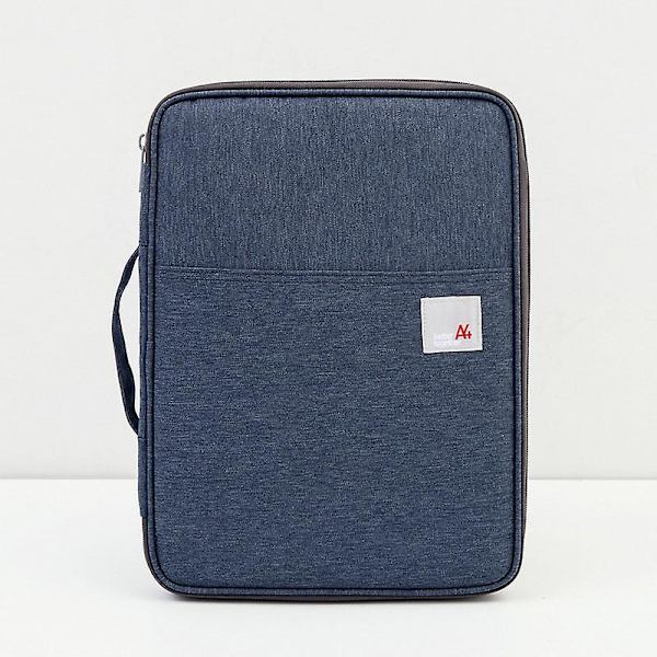 Waterproof Oxfored A4 File Folder Document Bag Business Briefcase Storage Bag For Notebooks Pens Pad Computers Student Gift Dark Blue
