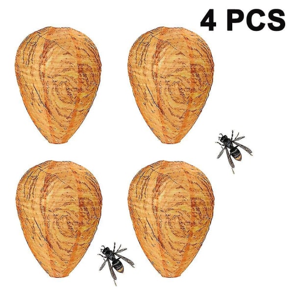 4 Pieces Waterproof Wasp Nest Decoys Hanging Hornet Deterrents Fake Cloth Wasp Nest Non-toxic Bee Decoy Deterrent For Home And Garden Outdoors Yellow