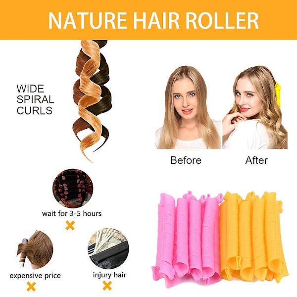 Hår Curlers Spiral Varmefrit Hår Curlers Ruller Diy Magiske Hår Curlers Med Styling Krog Til Hjemmebrug 30PCS 65CM