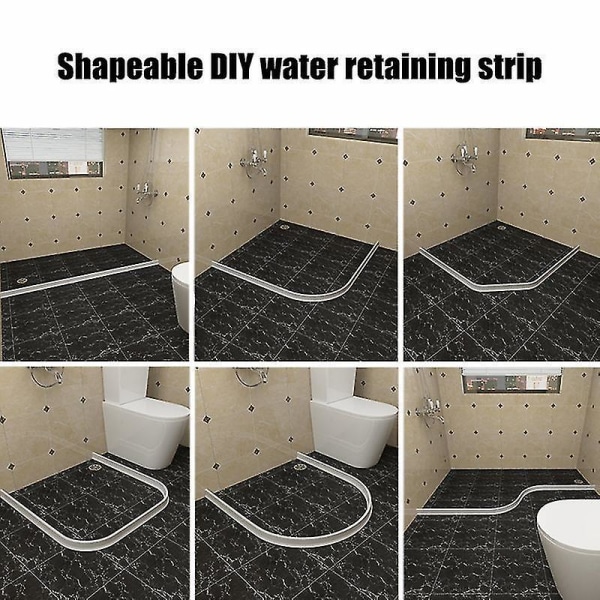 Shower Door Dam Water Stopper Collapsible Shower Threshold Water Barrier For Bathroom Clear