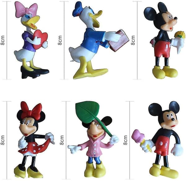Mickey Mouse Kagepynt Sæt - 6 stk. Disney Action Figurer Små Mini S