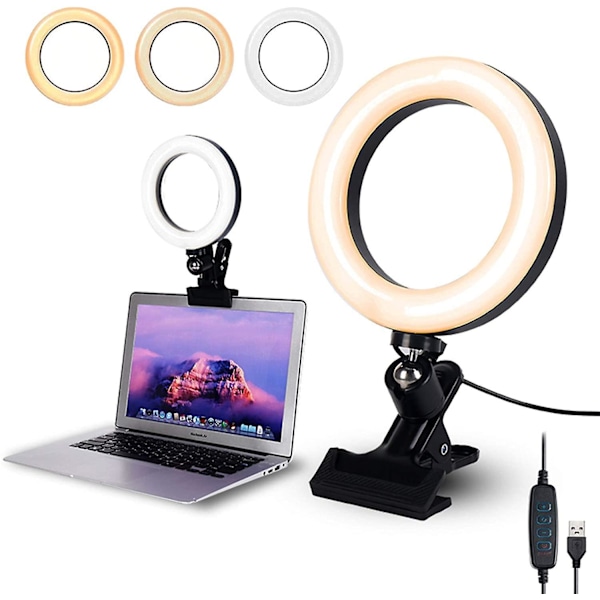 Videokonferencebelysning, 6,3-tommers Selfie Ring Light