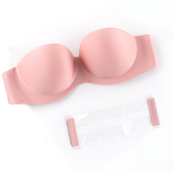 Stropløs BH Push Up Svampe BH med Opladelig Rygstrop Uden Mærker For Pink E
