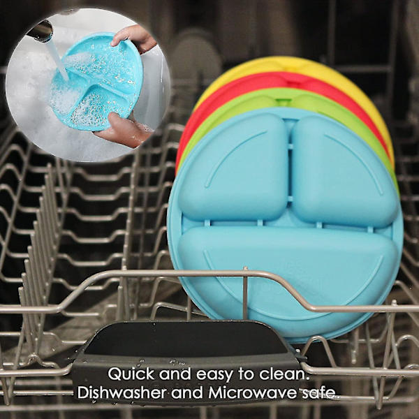 Silicone Plates For Toddlers, Divided   Plates Non-toxic Bpa Free
