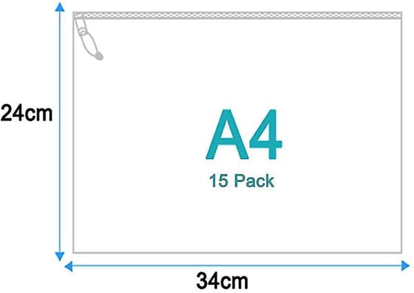 15 Pieces Zippered Folder Zipper Pocket A4 File Document Pockets With Zipper A4