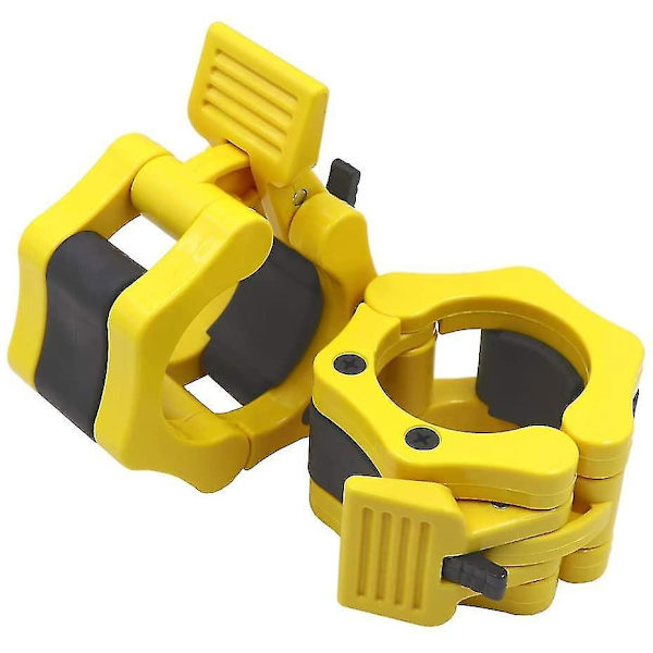 Weight Bar Collars, Locking 2 Inch Barbell Clamps Yellow