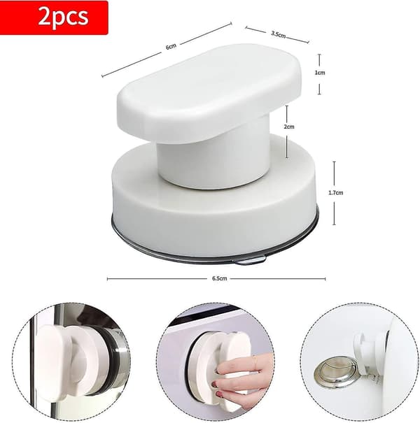 2 Pack Suction Cup Door Handle, Bay Window Suction Cup Handles With Strong Suction Cup For Bathroom Drawer Cabinet Cupboard