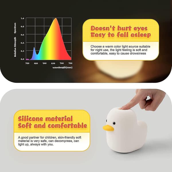 Led Duck Night Light Cute Animal Silicone Nursery Night Light