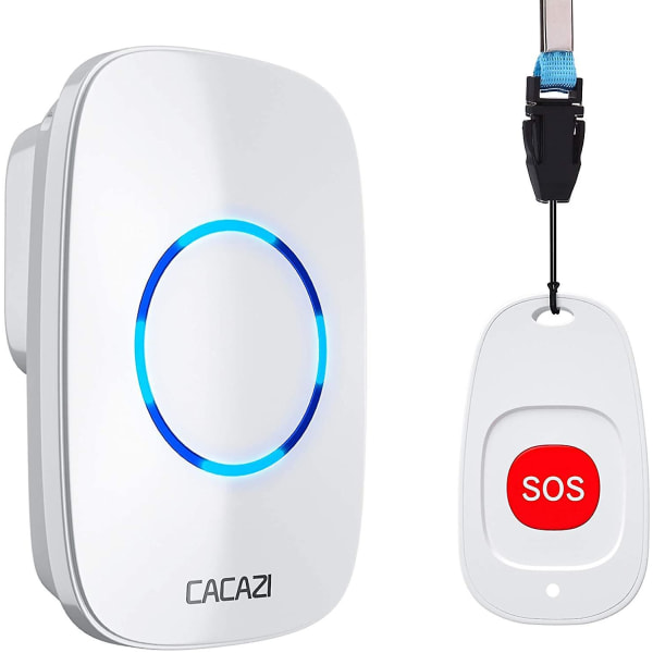 Caregiver Pagers Wireless Call Button For Elderly Patient Personal In Home Life Alert System For Seniors Range 260ft/80menter,60 Ringtones (1sos Butto