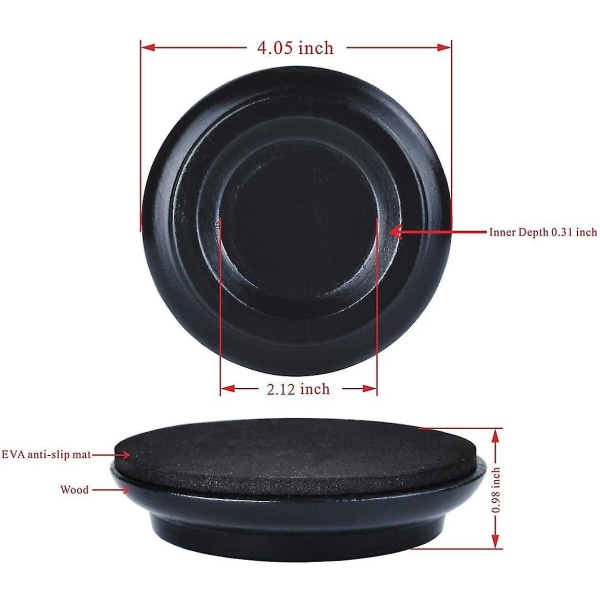 4pcs Upright Piano Caster Cups,premium Hardwood Piano Caster Pads Furniture Leg black