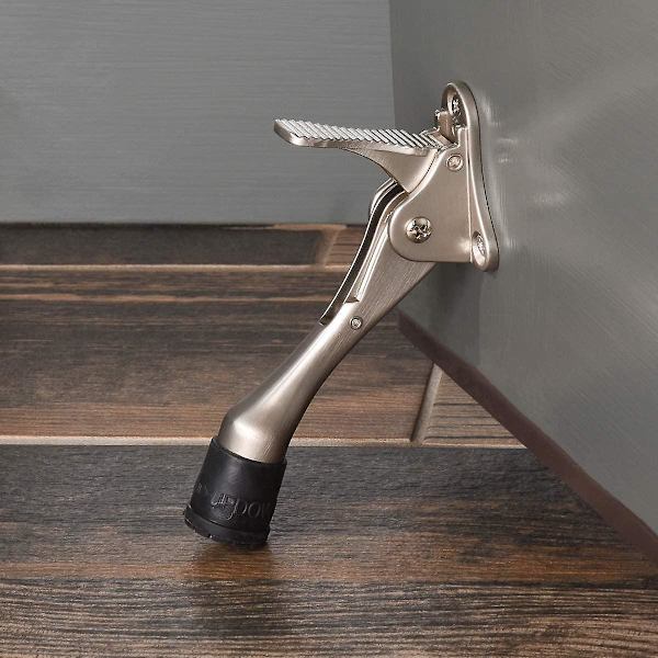 2 stk. 10 cm sparkdørstopper, satengnikkel silver