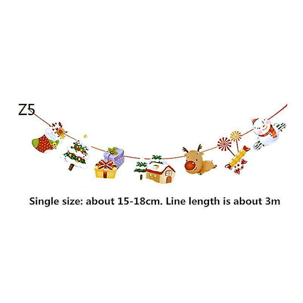 3/4/5 Pieces Christmas Banners Flags Paper Hanging Bunting Garl 1 3PCS