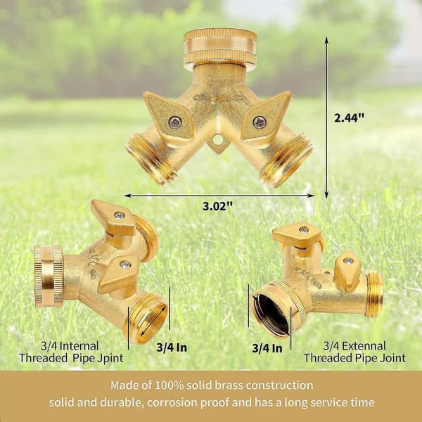 Garden Pants Splitter 2 Way - Heavy Duty Solid Brass Pants Y Splinter Pants Faucet Splitter