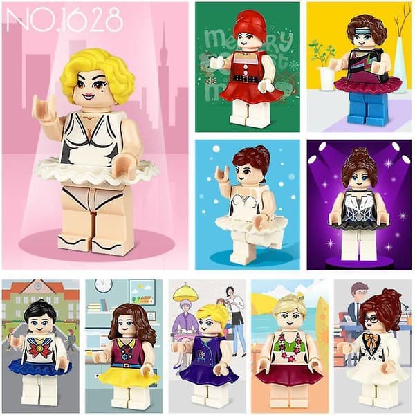 10pcs Girl Building Blocks, Small Figures, Small Particles, Assembling Dolls, Dolls, Toys