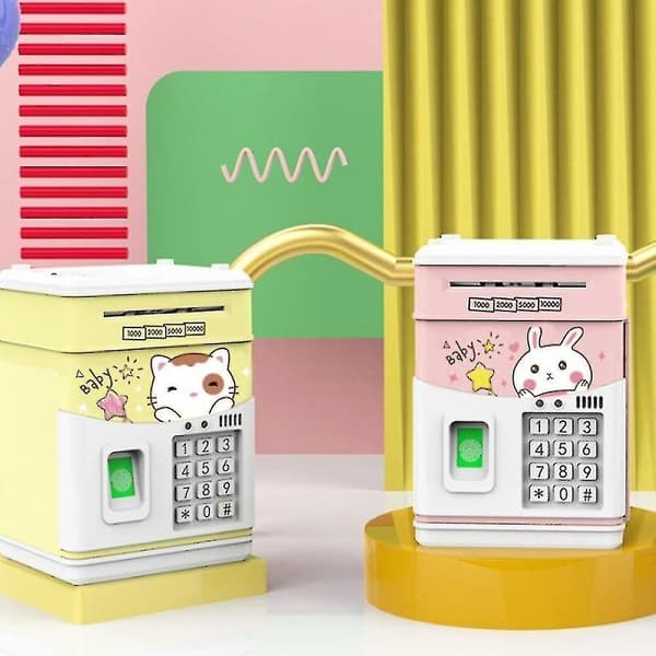 Elektronisk sparegris for barn med kode, pengekasse for barn Pink
