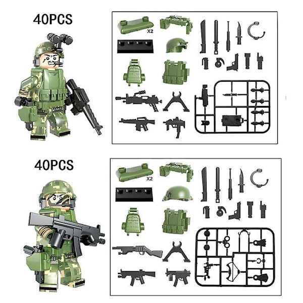 Militære Byggeklodser 6 stk. Camouflage Geely Tøj Cf Gennem Ildlinjen Våben og Udstyr DIY Samlede Byggeklodser Minifigurer