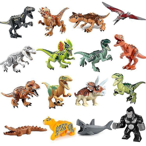 Dinosaur Animal Combination Building Blocks Tyrannosaurus Raptor Styx Chimpanzee Shark Cheetah Crocodile Assembly Building Blocks 16pcs