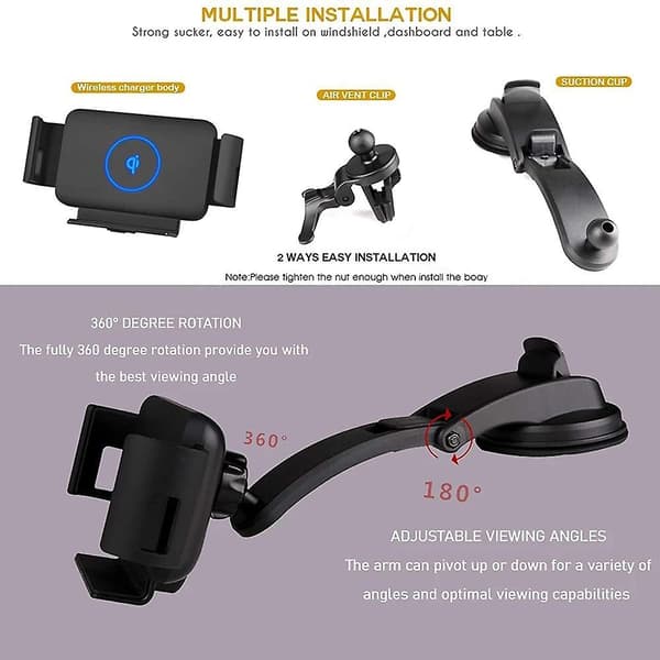 Wireless Car Charger Mount, Car Mount Phone Holder For Air Vent & Dashboard, Compatible With Galaxy Z Fold 3/2/1