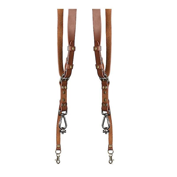 Camera Strap Accessories For Two-cameras  Dual Shoulder Leather Harness  Multi Camera Gear For Dslr/slr Strap Dual Camera Strap Holder Holste BROWN