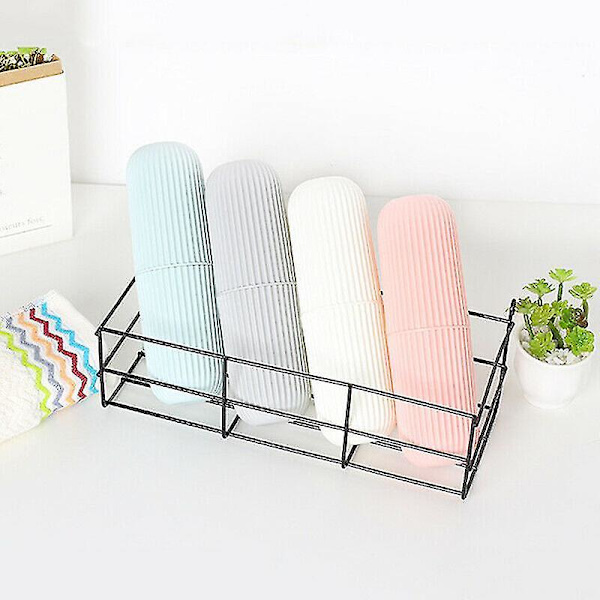 2pcs Portable Toothbrush Kits Case Toothpaste Cup Holder Protect Storage Box Travel White