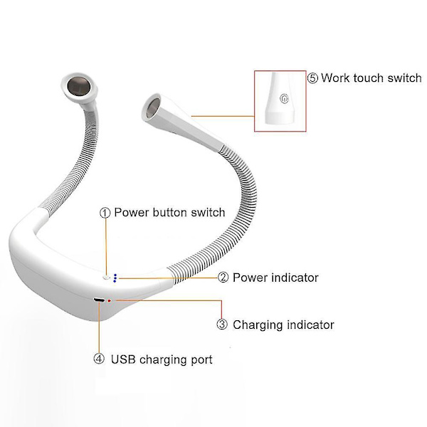 Led Book Light Rechargeable Neck Reading Light, With Flexible Arm