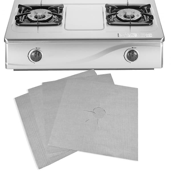 4pc Stove Protector Cover Liner Gas Stove Protector Mat Cooker Cover silver