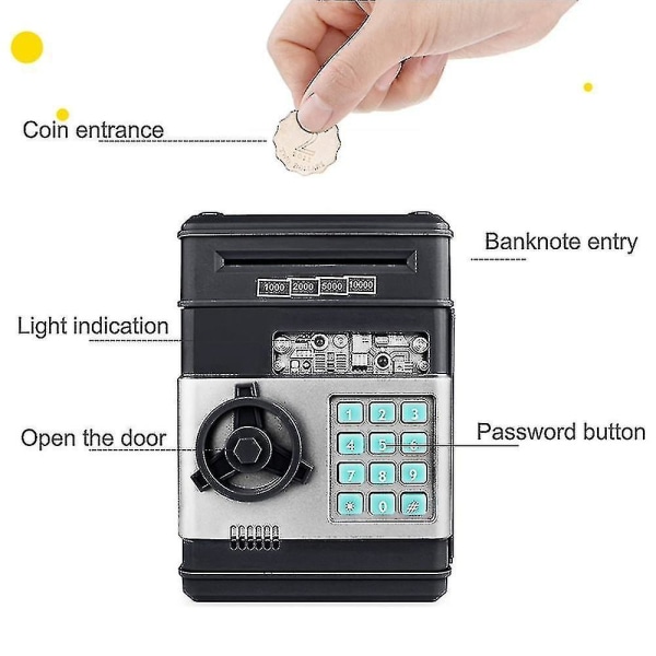 Electronic Piggy Bank Safe Atm Password Cash Box Automatic Deposit Banknotes Gifts Birthday Gifts High Quality Silver