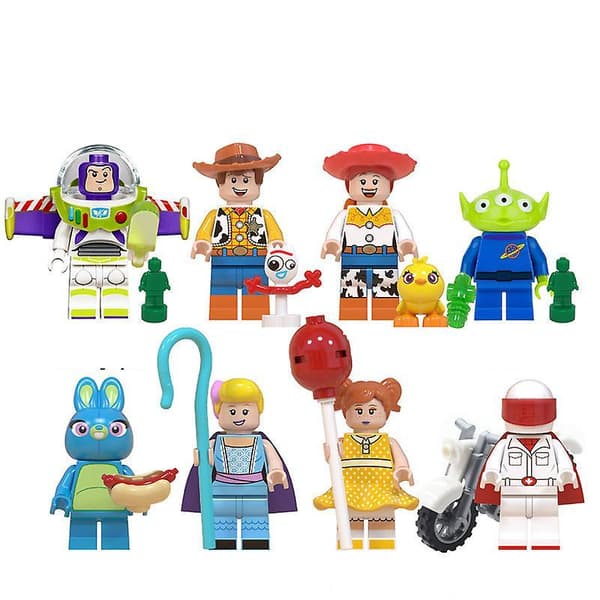 General Mobilization Woody Fork Buzz Lightyear Cabo Duke Tracy Shepherdess Building Block Toys 8pcs/set