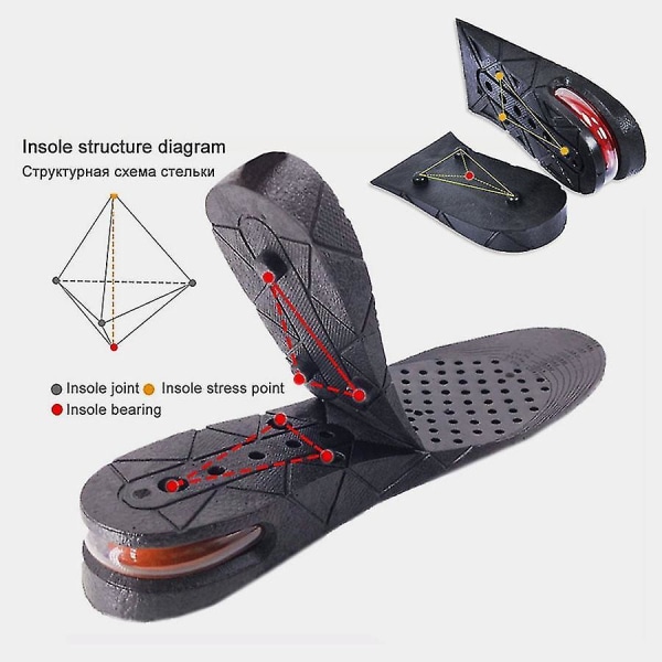 Usynlig innleggssåle for høydeøkning, fra 3 cm til 9 cm, høydeøkende pute, justerbar Half pad High 4.5cm