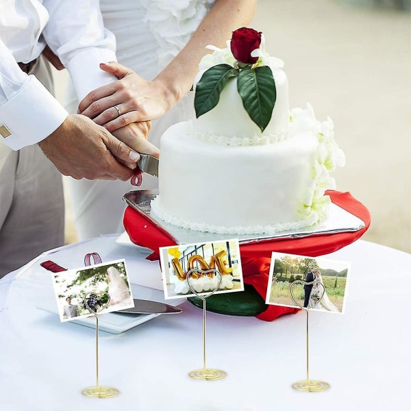 12pcs Tall Place Table Holder With Heart Shape Photo Picture Memo Clips