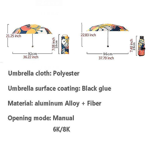 Mini Lomme 5 Foldbar Solskærm Solrig Paraply Regn Kvinder Solbeskyttelse Bali 8k