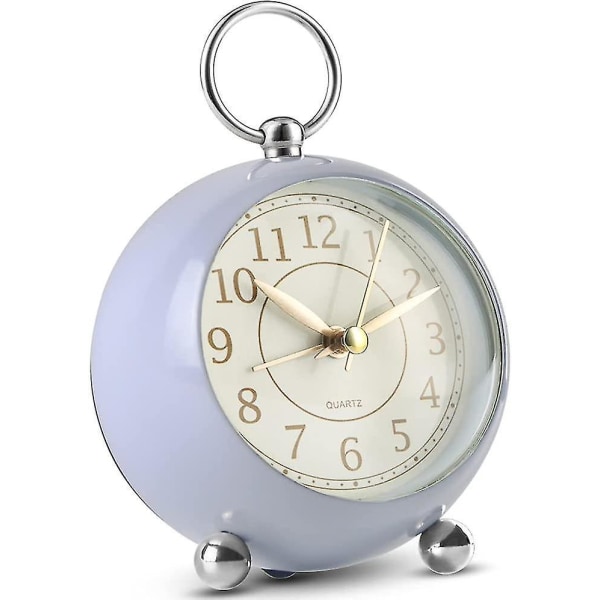 Silent Bedside Clocks Battery Operated Non Ticking Desk Clock Analogue Alarm Clock Bedroom Retro Alarm Clock-bebetter blue