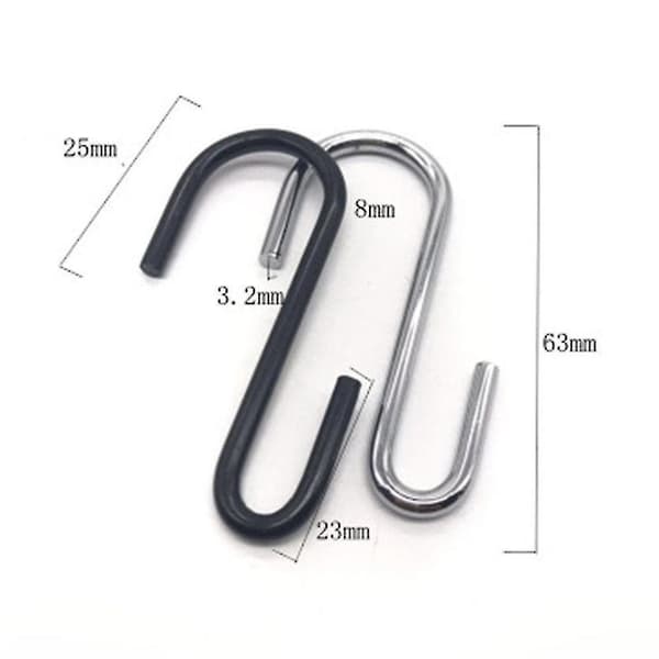 20 Pack Heavy Duty S Hooks Black S Shaped Hooks Hanging Hangers Hooks For Kitchen, Bathroom, Bedroom And Office Silver