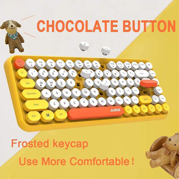 The Wireless Bluetooth Keyboard Is Mini Portable With 84 Keys, The Keyboard Is Compatible With Android, Windows, Pc, Tablet-dark, (308i-yellow)