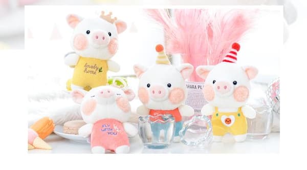 Cartoon Cow Plush Doll Backpack Pendant 14cm Light Blue