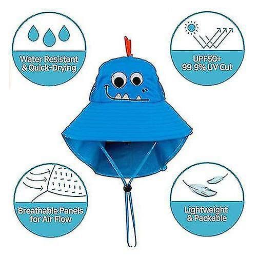 Kids Sun Hat Wide Brim Beach Hats With Adjustable Strap deep blue