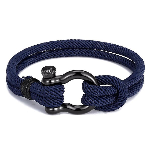 Stainless Man Band Rope Woven Bracelet Fashionable Charm Male Wrist Band Jewelry Gift Blue