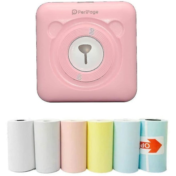 Mini Printer, Wireless Thermal Label Printer, Sticky Note Receipt, Suitable For Android Ios Smart Phone Windows, With 6+1 Printing Paper Roll pink