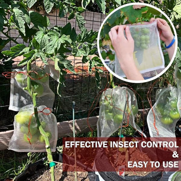50pcs Fruit Protective Bag Garden Mesh Bag Wasp Protection Organza Bag With Drawstring 25x15cm