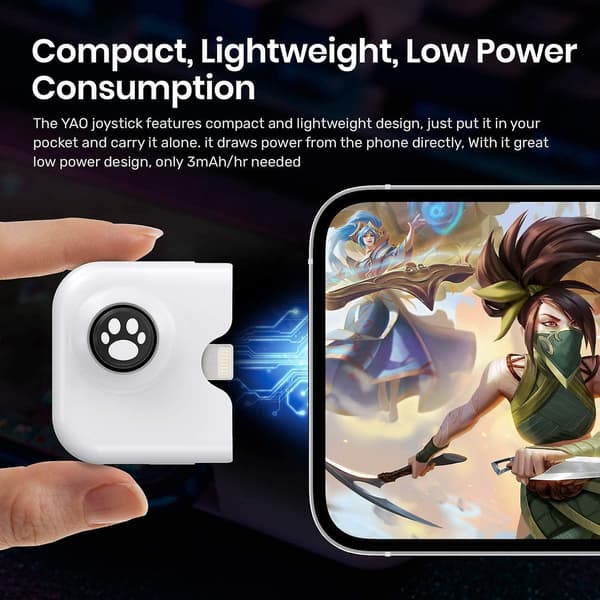 Yao L1 Pro Mobil Spil Controller Joystick Til Iphone (ios 13.4 Eller Senere, Til Ios Mobilspil) White