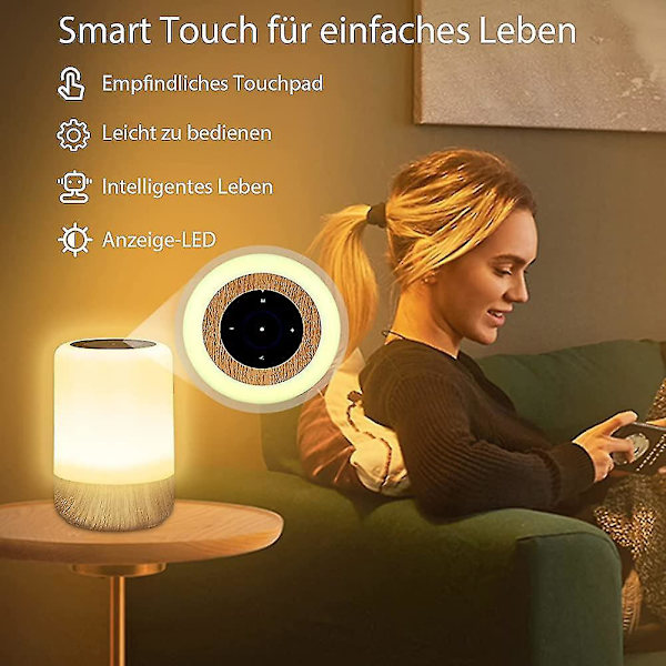 Led Bedside Lamp Touch Dimmable, Table Lamp Battery Operated 8 Colors