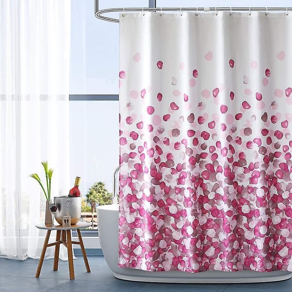 Vanntett Anti-mugg Dusjforheng. Med 12 Dusjforhengringer Pink