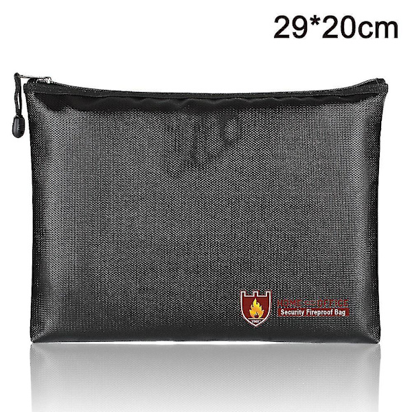 Fireproof Document Bag, Waterproof Zippered Pocket,29x20cm,black