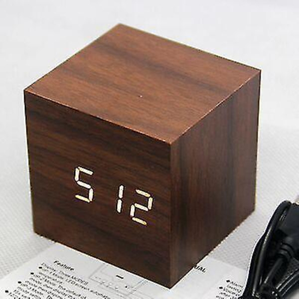 Gingko Cube Led Click Clock Alarm Clock With Sound Activation (time, Date & Temperature) Various Colours A10 Black red