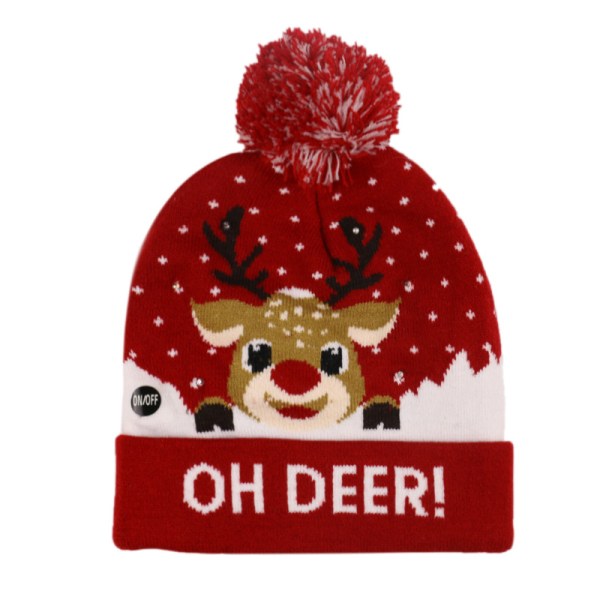 Christmas Hat Knitted LED Hats Elk Pattern